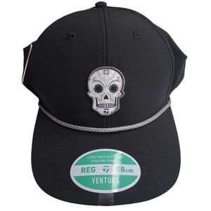 SOLD !!!!!!!!!
 Men's Size REG 58cm Black Adjustable Ventura Skull Golf Rope Hat